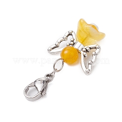 Pendentif décoratif en jade malaisien naturel et teinté ange&nbsp;HJEW-JM02763-03