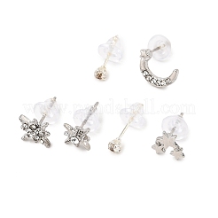 3 par de pendientes de aleación y rhinestone para mujer&nbsp;AL-CBA004A-02P