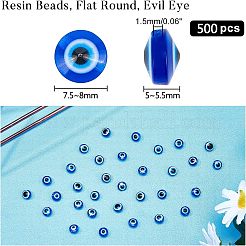 500 pz. 10 perline piatte rotonde in resina anti-malocchio&nbsp;RESI-NB0001-49