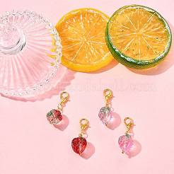 4 pièce 2 styles de décorations suspendues en forme de fraise faites à la main&nbsp;HJEW-FS00041-01