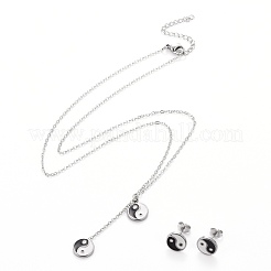 Conjuntos de joyas de esmalte de acero inoxidable 304 Yin-Yang&nbsp;SJEW-H302-07