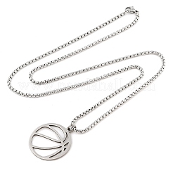 Colliers à chaîne avec pendentif de basket-ball découpés au laser en acier inoxydable 201 pour femmes et hommes&nbsp;LS-NJEW-Q004-04P