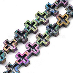 Brins de perles de pierre de lave naturelle galvanisées&nbsp;G-K388-02F