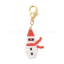 2 pendentif décoratif en perles de verre en forme de bonhomme de neige&nbsp;HJEW-MZ00368