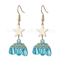 Pendientes colgantes con cuentas de vidrio en forma de estrella&nbsp;EJEW-MZ00428