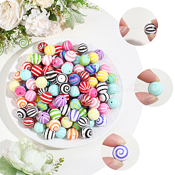 140 pièce 20 styles de perles focales rondes en silicone de qualité alimentaire écologiques&nbsp;SIL-PA0001-53