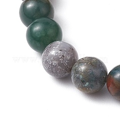 Braccialetti elasticizzati da donna con perline rotonde rotonde di agata indiana naturale da 8 mm e onice nero piatto rotondo (tinto e riscaldato)&nbsp;BJEW-JB10794