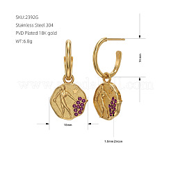 Orecchini pendenti a perno in acciaio inossidabile 304 con micro pavé di zirconi cubici.&nbsp;WGC9028-01