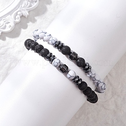 Bracelet extensible en perles de lave naturelle&nbsp;BJEW-JB13436