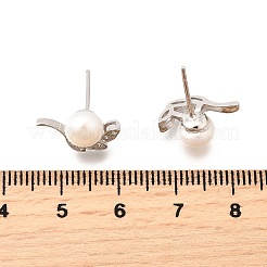 925 Ohrstecker aus Sterlingsilber mit klarem Zirkonia in Blattform&nbsp;EJEW-L300-08P