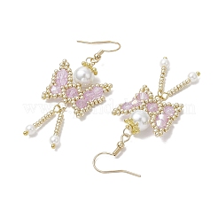 Pendientes colgantes de mariposa con cuentas de vidrio bicónico facetadas y copos de nieve&nbsp;EJEW-MZ00429