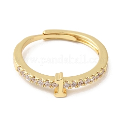 Anelli regolabili numero 1 da donna con placcatura in ottone con zirconi cubici trasparenti&nbsp;RJEW-S407-09G-01