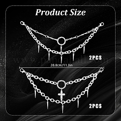 4 Stück 2 Stile Legierung Spiked Kegel Kreuz Quaste Boot Strap Ketten&nbsp;HJEW-DR00290