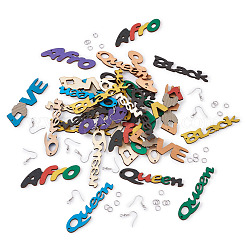 Kits de fabrication de boucles d'oreilles de style mot bricolage&nbsp;DIY-TA0008-61