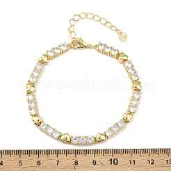 Bracciali a catena con micro pavé di zirconi cubici trasparenti in ottone per donna&nbsp;BJEW-P366-02B-G