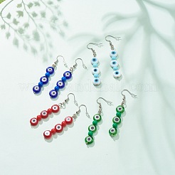 Malocchio di lampwork e orecchini pendenti con perline acriliche&nbsp;EJEW-JE04972