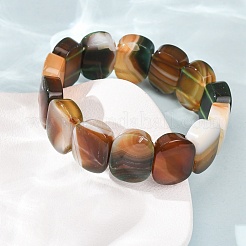 Bracelets extensibles en perles ovales d'agate naturelle rubanée (teinte et chauffée) pour femmes et hommes&nbsp;GG-CBA9ACE-A12