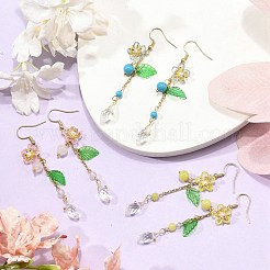 Boucles d'oreilles pendantes en améthyste/aventurine verte/jade citron/turquoise synthétique/quartz rose et acrylique&nbsp;EJEW-JE06196