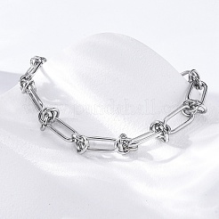Armbänder aus Edelstahl 667 (entspricht Güteklasse 201) mit Büroklammerkette für Damen&nbsp;BJEW-P347-03P