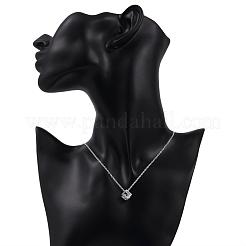 Collier avec pendentif cube en zircon cubique en laiton plaqué argent&nbsp;NJEW-BB00455