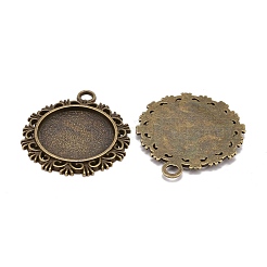 Impostazioni annata piatto lega pendente tondo cabochon&nbsp;LS-PALLOY-N0088-66AB-NF
