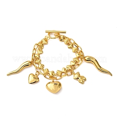 Mehrsträngige Armbänder aus 304 Edelstahl mit Schleife und Gliederkette&nbsp;BJEW-G758-01G