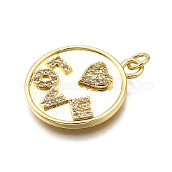 Porte micro ouvrent pendentifs zircone cubique en laiton de placage&nbsp;KK-K401-78G