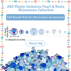 2 busta di perle finte in plastica ABS con cabochon di strass in resina&nbsp;MRMJ-SC0001-20A