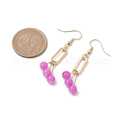 Boucles d'oreilles imitation jade verre pendentif&nbsp;EJEW-JE05924-04