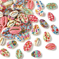 60 Stück 12 Stile bedruckte natürliche Muschelperlen&nbsp;BSHE-CJ0001-10