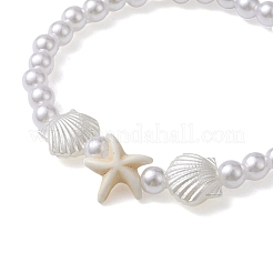 Stretch-Armband aus ABS-Kunststoff mit Imitationsperlen&nbsp;BJEW-JB10104-03