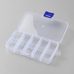 Boîtes de rangement en plastique PP à 10 grille avec couvercles à charnière&nbsp;CON-WH0085-171