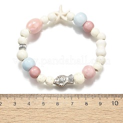 Bracelets extensibles en perles de porcelaine et en perles de howlite synthétiques pour femmes&nbsp;BJEW-D307-02A