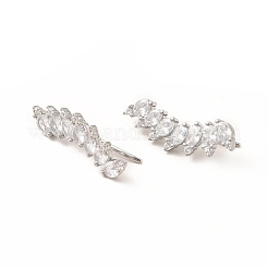 Orecchini a cingoli in ottone con zirconi cubici micro pavè&nbsp;EJEW-H091-11P