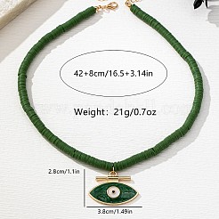 Collar con colgante de ojo malvado de aleación de esmalte y arcilla polimérica con cuentas heishi para mujer&nbsp;FS-WG2D3C8-01