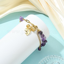 Bracelets en acier inoxydable 304 avec chaîne trombone et perles de pierres naturelles mélangées&nbsp;BJEW-JB14187