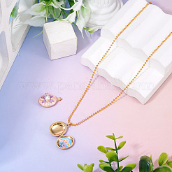 1 pendentif médaillon en laiton émaillé&nbsp;KK-TADJ0001-05A