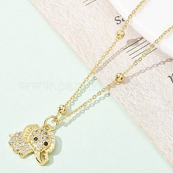 Collane con pendente da donna in ottone con micro pavé di zirconi trasparenti&nbsp;NJEW-M084-02G-04