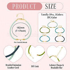 5 bracelet en cuir synthétique rond tressé de 5 mm&nbsp;MAK-TA0001-35B
