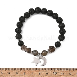 Braccialetti elasticizzati rotondi da 8.5 mm con perline di quarzo fumé naturale&nbsp;BJEW-JB14299