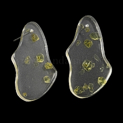 Aretes de resina con forma de lágrima y pasadores de titanio&nbsp;EJEW-D056-15P
