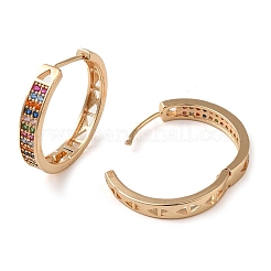 Pendientes de aro de micro circonitas de latón con circonitas coloridas&nbsp;EJEW-M238-81KCG