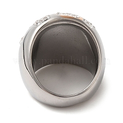 Bagues en acier inoxydable 304 avec placage ionique (IP) et strass en argile polymère naturelle&nbsp;RJEW-Z054-10P-02
