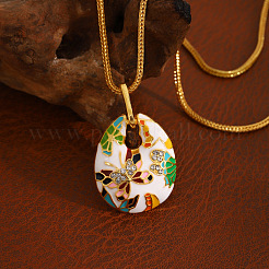 Colliers avec pendentif en alliage d'émail pour femmes&nbsp;WG68034-01