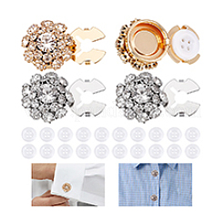Sets aus Messing-Strass-Manschettenknöpfen und Acryl-Hemdknöpfen&nbsp;BUTT-PH0001-47