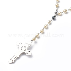 Rosenkranzketten aus synthetischem Hämatit und Glas für Frauen&nbsp;NJEW-JN03992