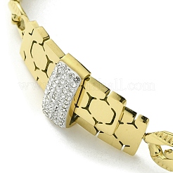 Bracciale a maglie rettangolari in zirconia cubica con catene in acciaio inossidabile 304&nbsp;BJEW-Q775-01G
