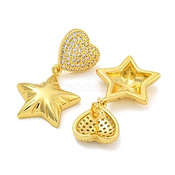 Orecchini a bottone con micro pavé di zirconi chiari in ottone placcato cremagliera&nbsp;EJEW-I313-15A-G
