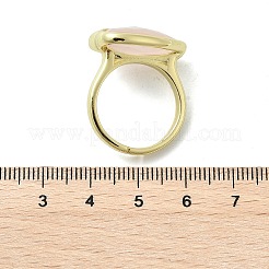 Herz Messing natürliche Rosenquarz Fingerringe&nbsp;X-RJEW-D304-01G-B