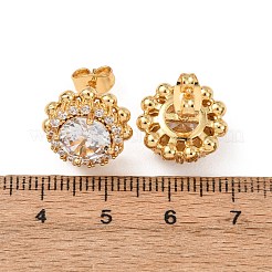 Boucles d'oreilles en laiton avec micro pavé de zircons cubiques pour femmes&nbsp;EJEW-F418-16G